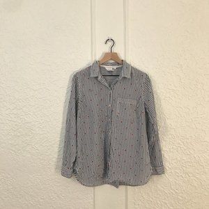 Old Navy Heart + Striped Button Down | Size L